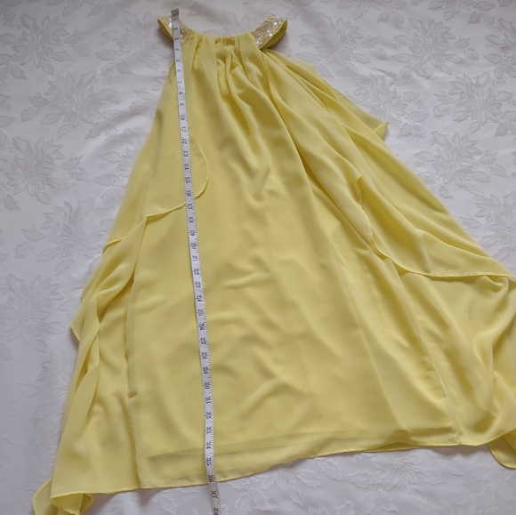 Cache Badgley Mischka chiffon halter sequins cocktail dress flowy - Picture 3 of 9